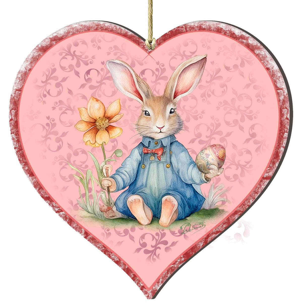 Easter Bunny Heart Wooden Ornaments by G. DeBrekht Easter Spring Decor - 8652780
