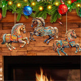 Ornamental Horses Wooden Ornaments Set of 3 by G. Debrekht - Christmas Decor - 8100193S3