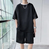 Loose Short Sleeve T-shirt Shorts Trendy Handsome Casual Two-piece Suit - Lootquake
