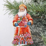 Adornos de madera de Papá Noel y la casa de jengibre de G. Debrekht - Decoración navideña de Papá Noel y muñeco de nieve - 8691404