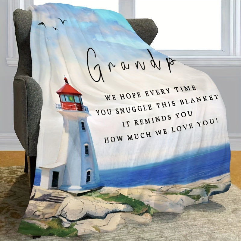 Cozy Grandpa's Delight Flannel Throw Blanket - Ultra-Soft, Warm, and Hypoallergenic for Snuggling Up on Couch, Bed, Office, or Travel - Perfect Birthday Gift Idea for Him