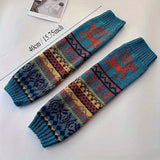1 par de calcetines navideños de otoño e invierno con copos de nieve y cervatillo, rodilleras de punto, calentadores de piernas y cubrepiés, regalos para mujeres.