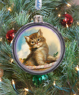 Feline Friend Cut Ball Glass Ornament by G. DeBrekht - Christmas Decor - 764-021