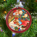 Christmas Night Glass Ornament by G. DeBrekht - Christmas Santa Snowman Decor - 764-016