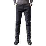 Fleece Lined Sanded Slim-fit Stretch Casual Pants - Lootquake