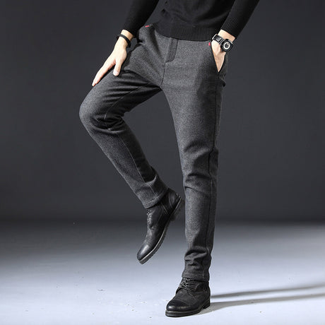 Fleece Lined Sanded Slim-fit Stretch Casual Pants - Lootquake