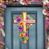 Personalized Garden Serenity Cross Holiday Door Decor by G. Debrekht - Easter Spring Decor - 8688168-2HC