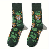 Leopard Print Socks, Unisex Stylish Mid Tube Socks, Women's Stockings & Hosiery