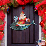 Decoración navideña para puerta con ballena y Papá Noel de G. DeBrekht - Decoración navideña con muñeco de nieve y Papá Noel - 8117827H