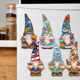 Holiday Gnomes Decorative Wooden Magnets Set of 6 by G. Debrekht - Christmas Decor - 8090138G-S6