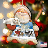 Northern Light Santa Wooden Ornaments by G. DeBrekht - Christmas Decor - 8151844