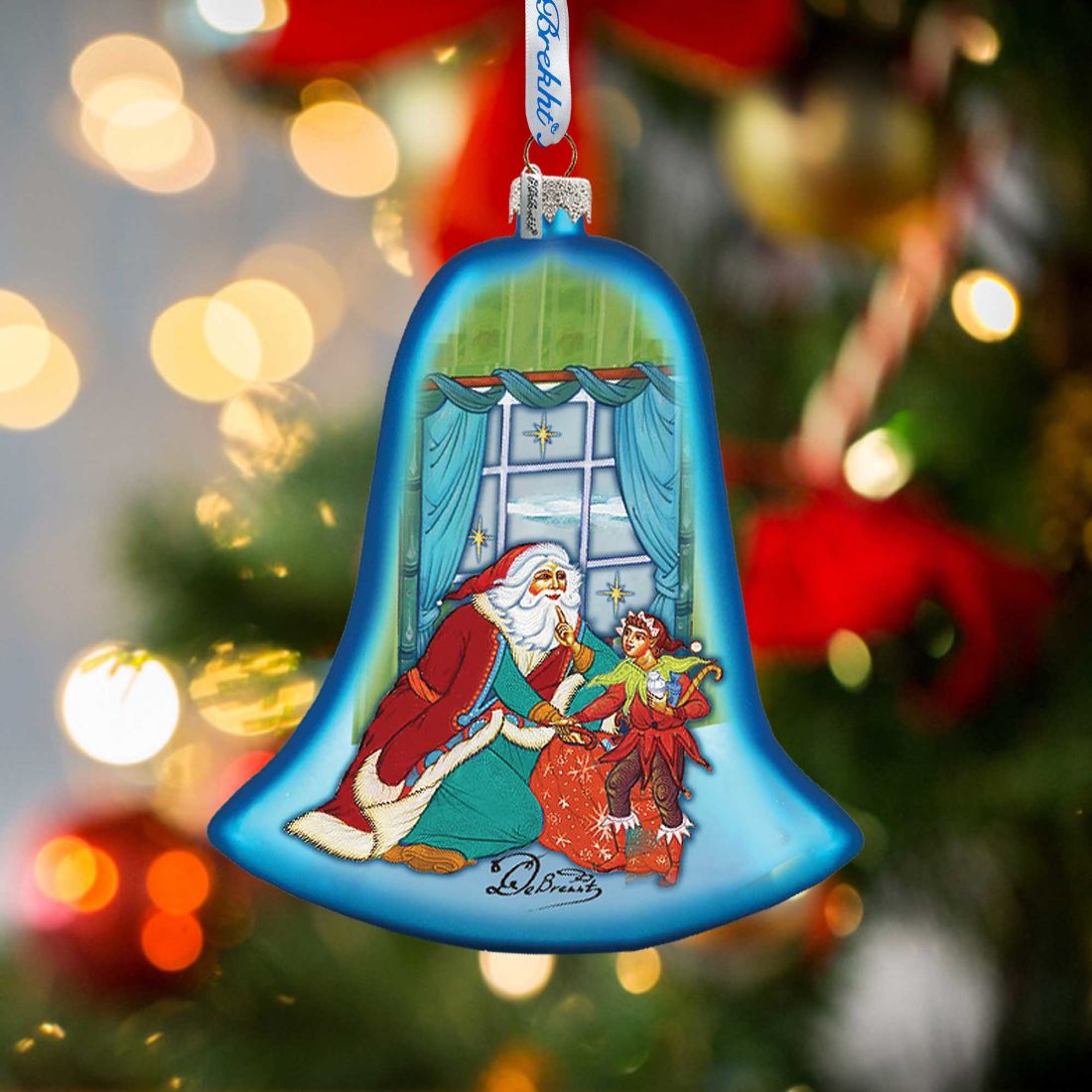 Night Before Christmas Glass Ornament Set of 3 by G. DeBrekht - Christmas Santa Snowman Decor - 75010-B3