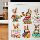 Easter Bunny Family Decorative Wooden Magnets Set of 6 by G. Debrekht - Easter Décor - 8090041G-S6