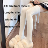 Calcetines de canalé lisos por encima de la rodilla para mujer, cómodos y cálidos, gruesos y hasta el muslo.