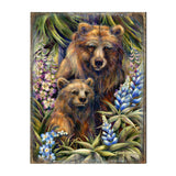 Grin &amp; Bear it - Arte mural de madera de madre y cachorro oso grizzly de J. Bergsma - Decoración de vida silvestre - 8592947BP-JB