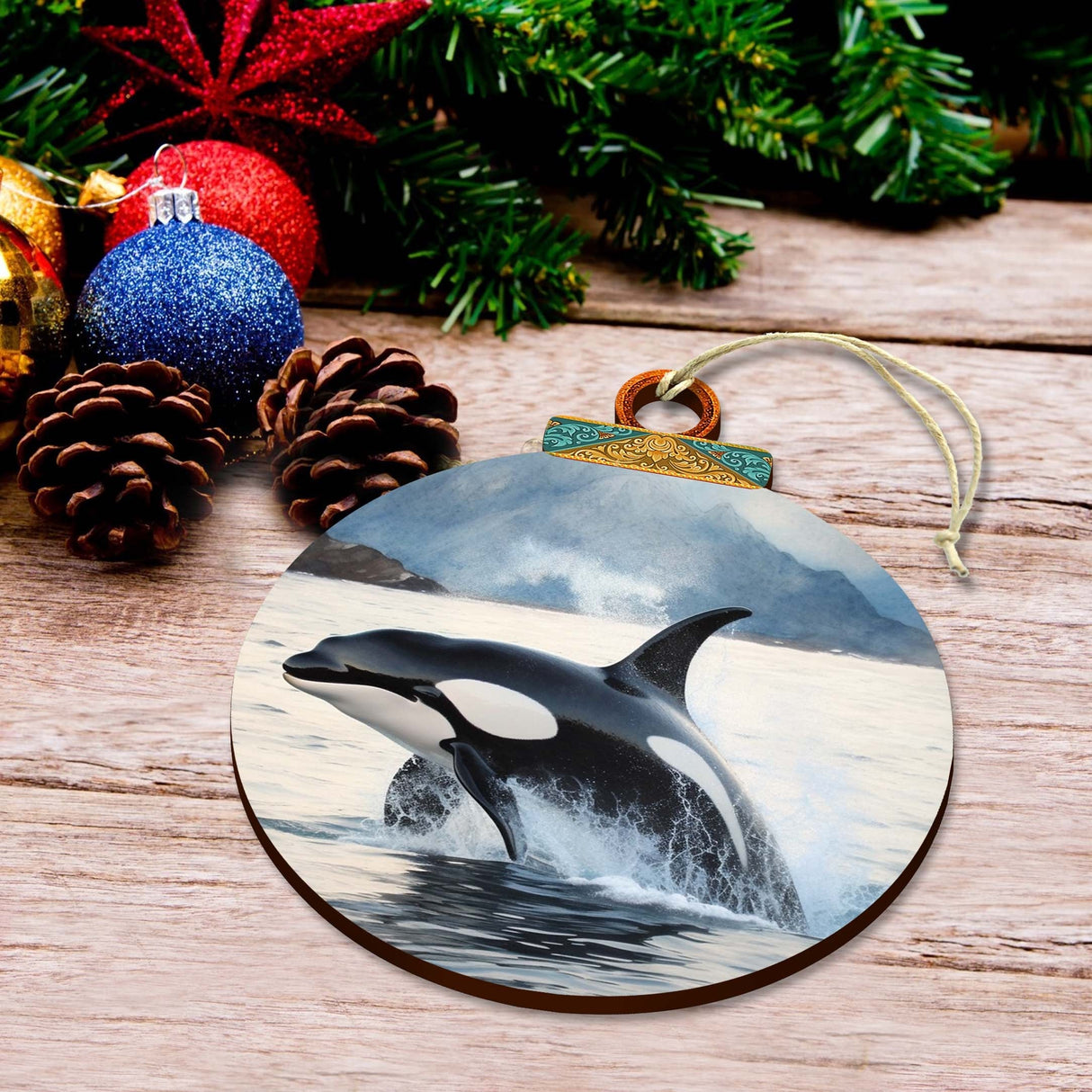 Adornos de madera de orcas de Alaska de G.Debrekht - Decoración navideña con temática de vida silvestre - 870051