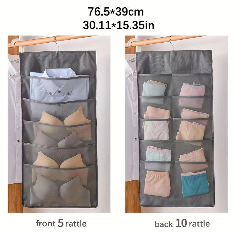 Sac de rangement pour sous-vêtements double face - Solution de rangement polyvalente pour lingerie et chaussettes, design compact et adapté aux voyages, avec fonction d'accrochage facile