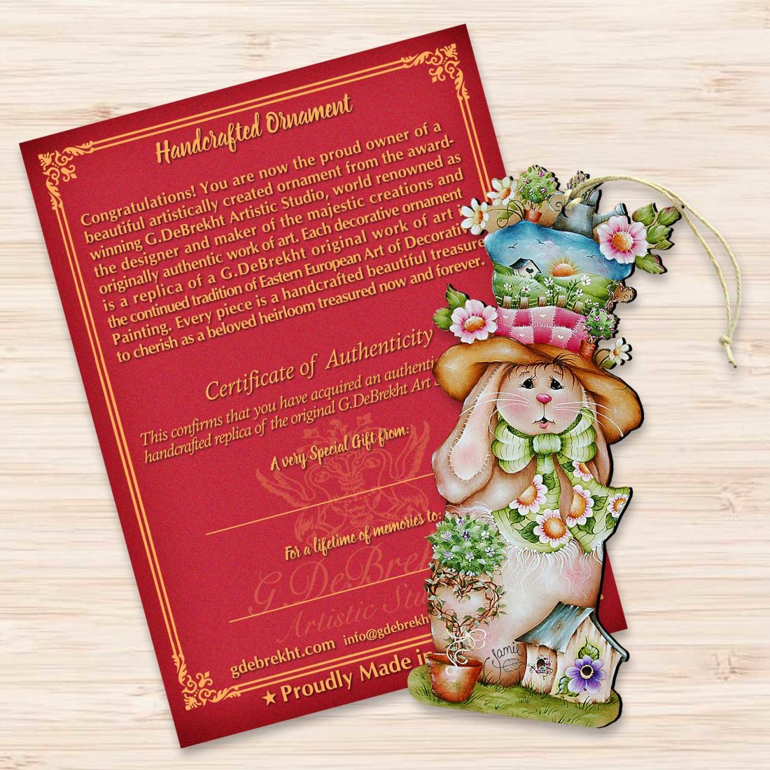 Hailey Hare Wooden Ornaments Easter by Jamie Mills-Price - Easter Spring Decor - 8457603