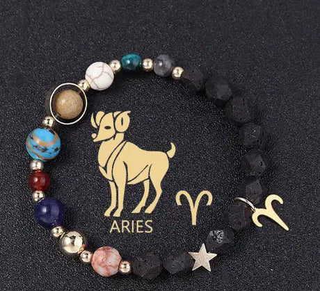 Natural Volcanic Rock Twelve Constellations Bracelets Fashion European And American Style - Lootquake