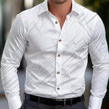Business Men's Diagonal Striped Shirt Casual Plus Size - Lootquake