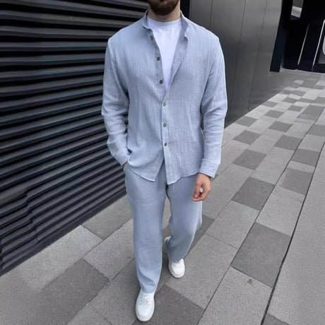 Cotton Men Suit Fashion Comfortable Top Pants - Lootquake
