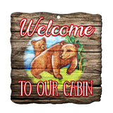 Welcome Cabin Bears Wall Door Hanger - Wildlife Holiday Decor - 8114080H