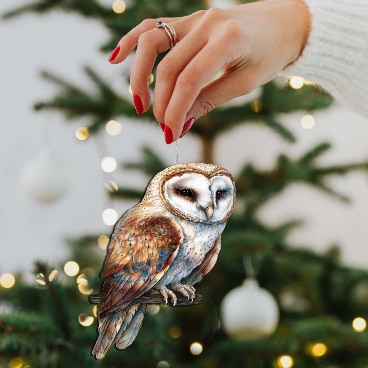 Adornos de madera de búho campestre de Alaska de G.Debrekht - Decoración navideña con temática de vida silvestre - 8710004-4