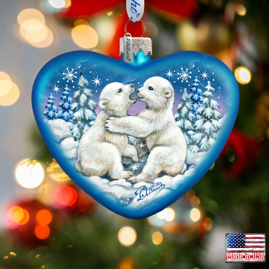 Polar Cubs Glass Ornament by G. DeBrekht - Wildlife Holiday Decor - 753-010