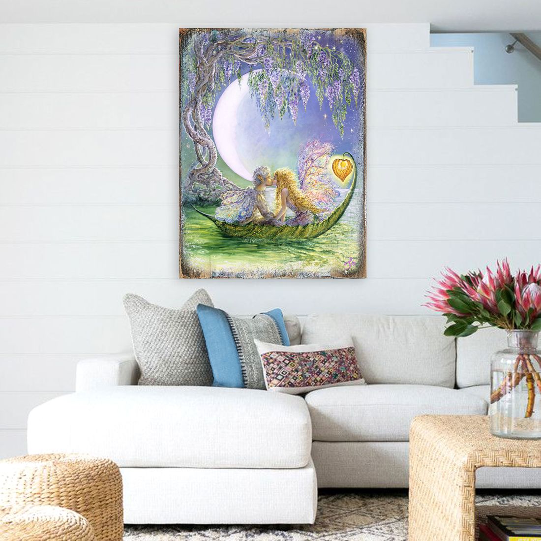 Arte de pared de madera con fantasía de luna de glicina de Josephine Wall - Decoración de fantasía - 852141-JW