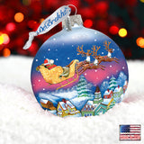 Santa on Sleigh Ball Glass Ornament by G. DeBrekht - Christmas Santa Snowman Décor - 73311