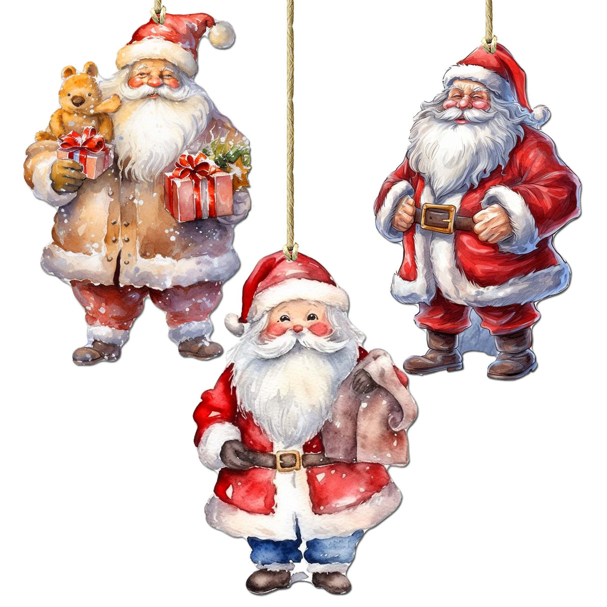 Adornos decorativos de madera de Papá Noel de 3 de G. Debrekht - Decoración navideña - 8091009-S3