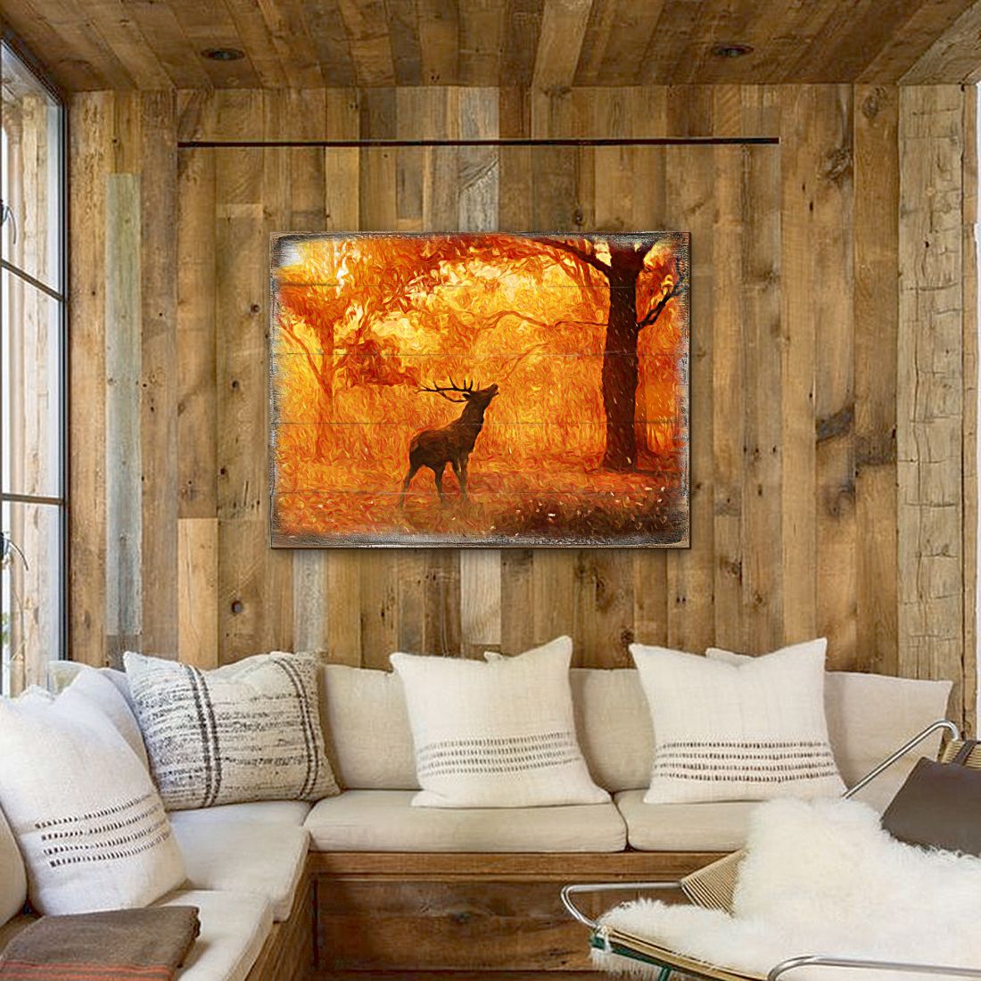 Arte mural de madera con diseño de incendios forestales de Nature Wonders - Decoración de vida silvestre - 95291B