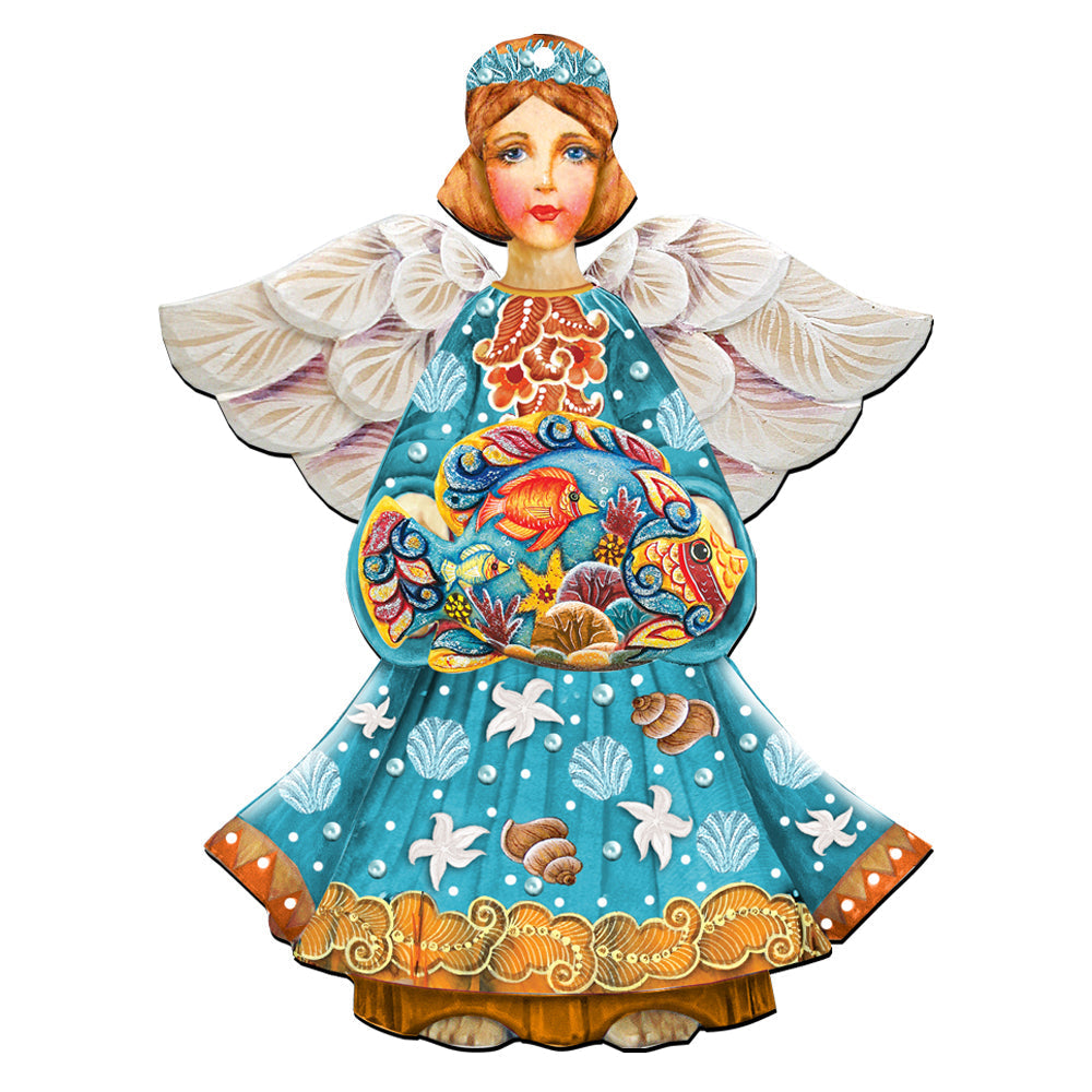 Decoración para puerta con el ángel guardián del mar de G. DeBrekht - Decoración costera navideña - 8152724H