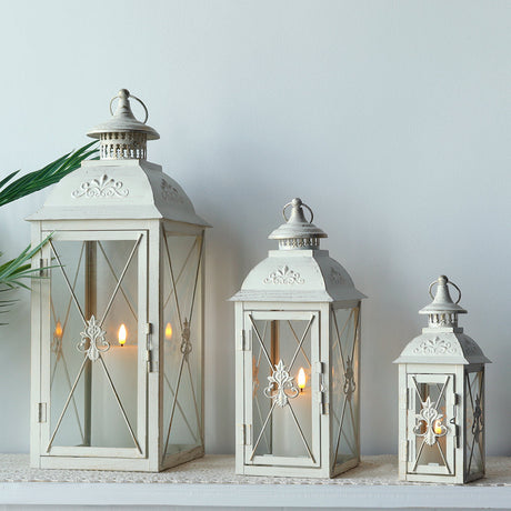 19'' & 13.5'' & 9.5''H Vintage Metal Candle Holder Decorative Hanging Lantern (Set of 3)-3