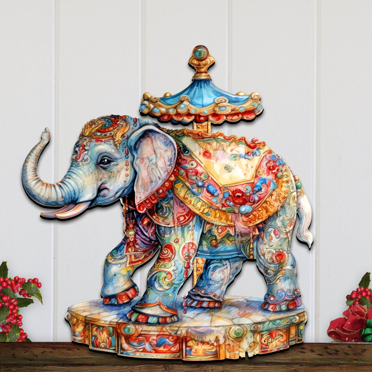 Carousel Elefant Holiday Door Decor  by G. Debrekht - Christmas Decor - 8611029H