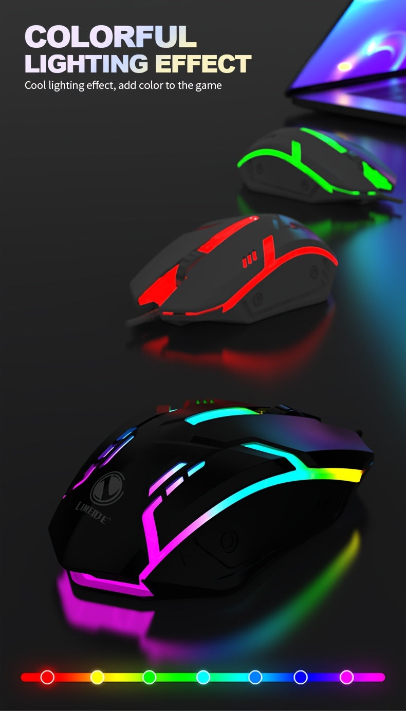 Ratón USB universal con cable y luz: sensor óptico de alta precisión, diseño ergonómico, luces LED luminosas, listo para usar, compatible con computadoras de escritorio, portátiles y juegos de eSports. Ratón para juegos competitivos, económico y duradero.