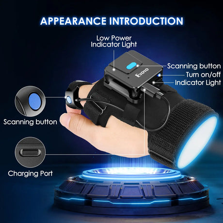 Portable Two-dimensional Wrist Barcode Scanner Gloves Bluetooth Scanner - Lootquake