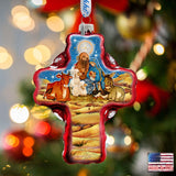 Nativity Cross Glass Ornament Holiday Splendor by Debrekht 758-018