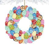 Easter Eggs Wreath Wooden Ornaments by G. DeBrekht - Easter Spring Decor - 8185310