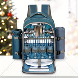 4-Person Picnic Backpack with Cooler Compartment, Detachable Bottle/Wine Holder, Fleece Blanket, Plates & Cutlery Set - Perfect for Outdoor, Sports, Hiking, Camping, BBQs (Coffee), Camping Essentials | Stylish Picnic Bag | St