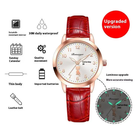 Women's Luminous Quartz Watch With Simple Waterproof Belt - Lootquake