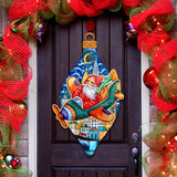 Decoración navideña para puerta con Papá Noel en un avión de G. DeBrekht - Decoración navideña con muñeco de nieve de Papá Noel - 8112170H
