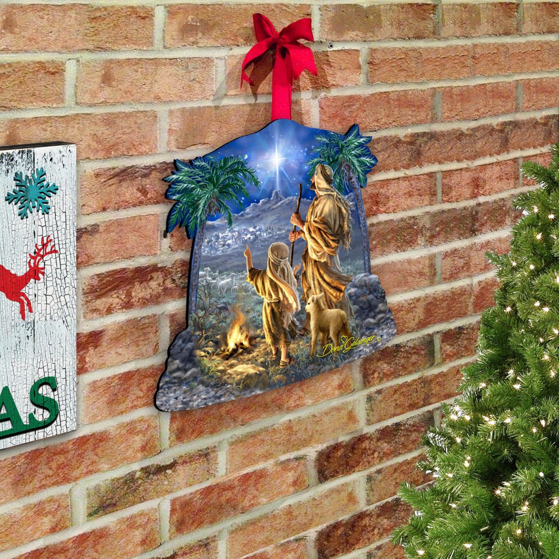 Decoración para puerta del Nacimiento con pastores vigilando, de D. Gelsinger - Decoración navideña - 8161025H-1838