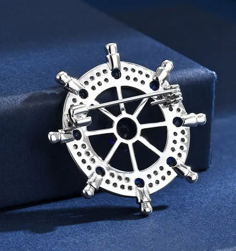 Navy Style Diamond Studded Rudder Brooch - Lootquake