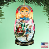 Children Play Matreshka Wooden Ornaments by G. DeBrekht - Christmas Decor - 8110762