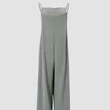 Women's Sleeveless Jumpsuit With Pockets And Adjustable Shoulder Strap Fashion Loose Wide Leg Straight Overalls Summer Beach Trousers - Lootquake