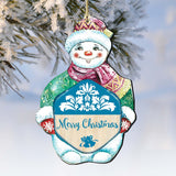 Adornos navideños de madera con forma de muñeco de nieve de G. DeBrekht - Decoración navideña con Papá Noel y muñeco de nieve - 8116101