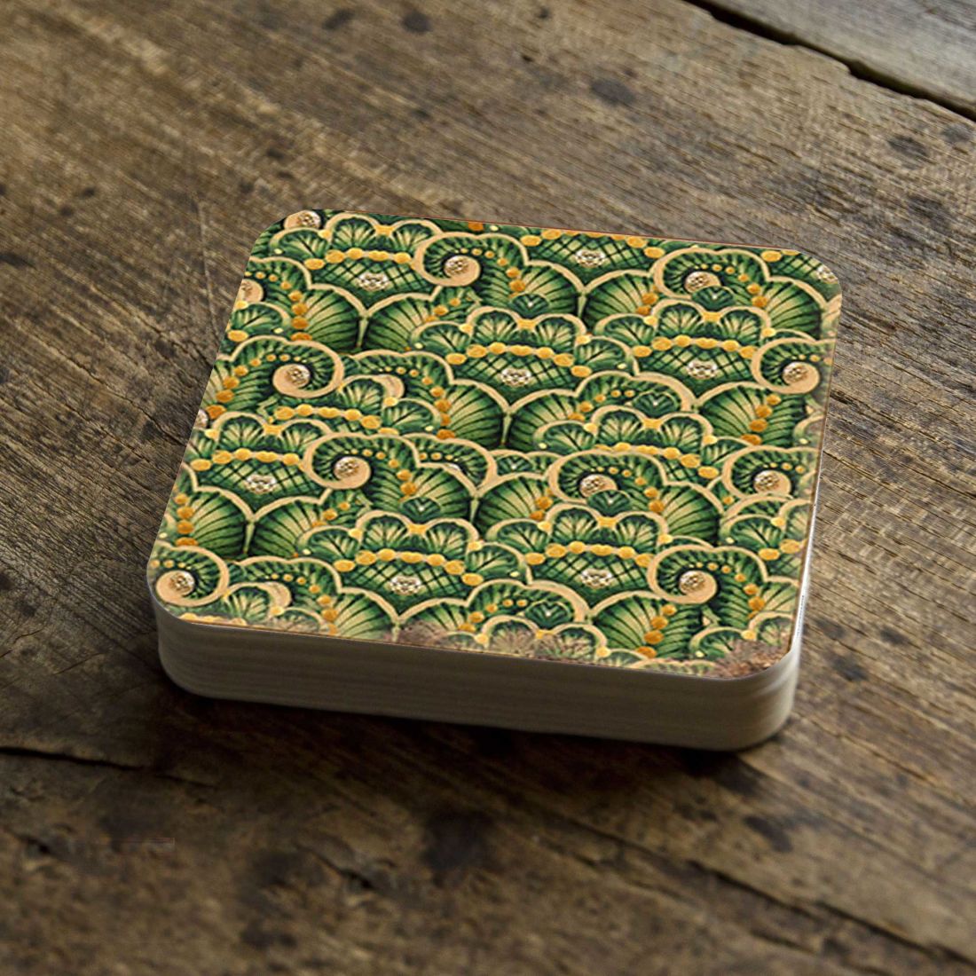 Floral Wooden Cork Coasters Gift Set of 4 by Nature Wonders - Nature Wildlife Decor  - 95021C-S4