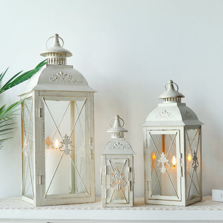 19'' & 13.5'' & 9.5''H Vintage Metal Candle Holder Decorative Hanging Lantern (Set of 3)-2