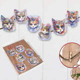 Cats Masks Decorative Wooden Clip-on Ornaments Set of 6 by G. Debrekht - Christmas Decor - 8090033C-S6